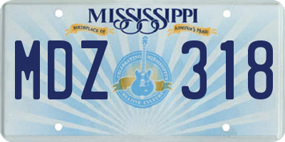 MS license plate MDZ318