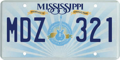 MS license plate MDZ321