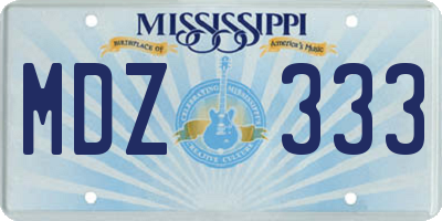 MS license plate MDZ333