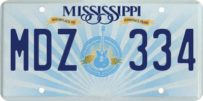 MS license plate MDZ334