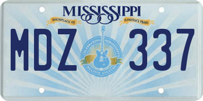 MS license plate MDZ337