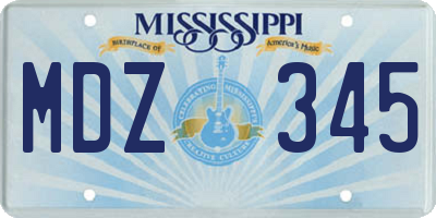 MS license plate MDZ345