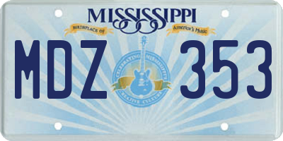 MS license plate MDZ353