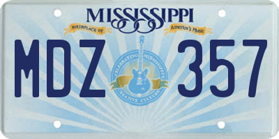 MS license plate MDZ357