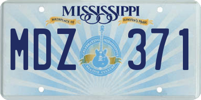 MS license plate MDZ371