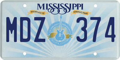 MS license plate MDZ374