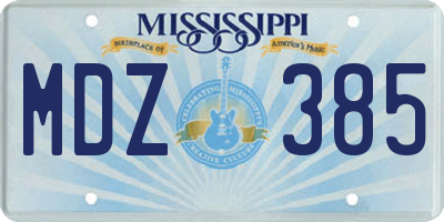 MS license plate MDZ385