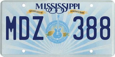 MS license plate MDZ388