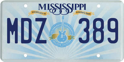 MS license plate MDZ389