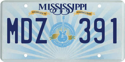 MS license plate MDZ391