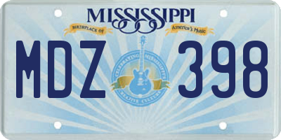 MS license plate MDZ398
