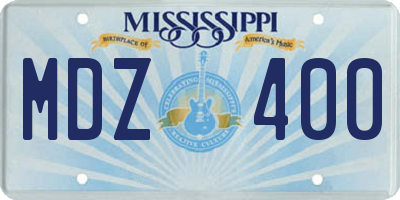 MS license plate MDZ400