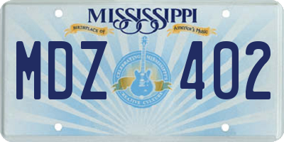 MS license plate MDZ402