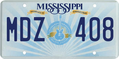 MS license plate MDZ408