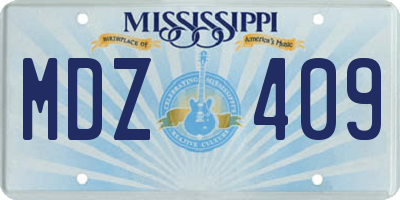 MS license plate MDZ409