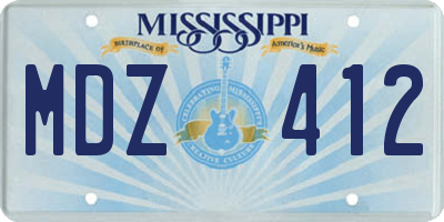 MS license plate MDZ412