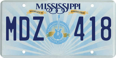 MS license plate MDZ418