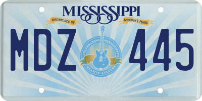 MS license plate MDZ445