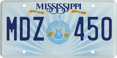 MS license plate MDZ450