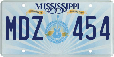 MS license plate MDZ454