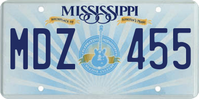 MS license plate MDZ455