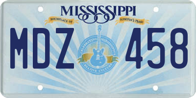 MS license plate MDZ458