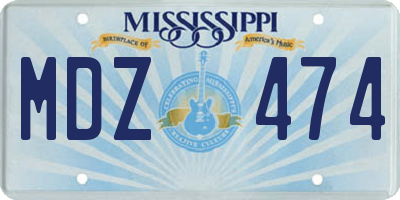 MS license plate MDZ474