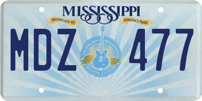 MS license plate MDZ477