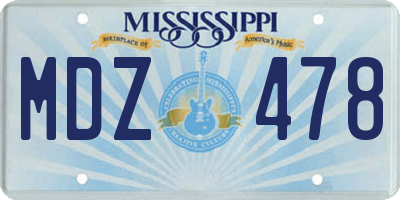 MS license plate MDZ478