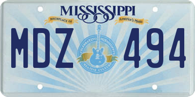 MS license plate MDZ494