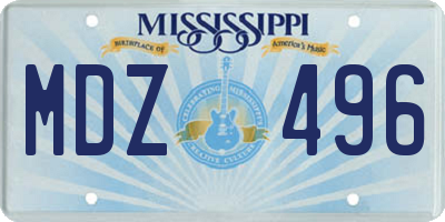 MS license plate MDZ496