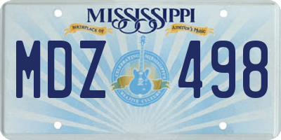 MS license plate MDZ498