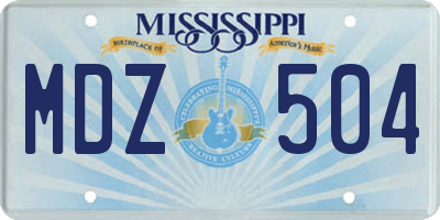 MS license plate MDZ504