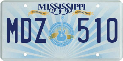 MS license plate MDZ510