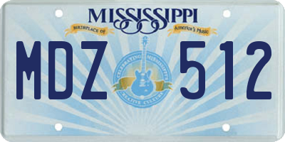 MS license plate MDZ512