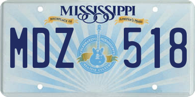 MS license plate MDZ518