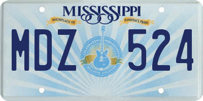 MS license plate MDZ524
