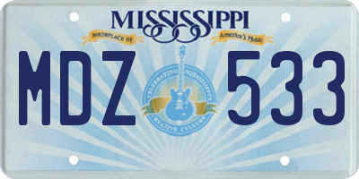 MS license plate MDZ533