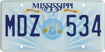 MS license plate MDZ534