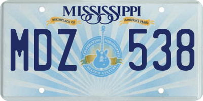 MS license plate MDZ538