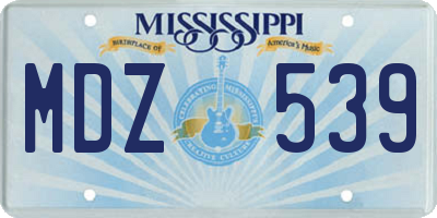 MS license plate MDZ539