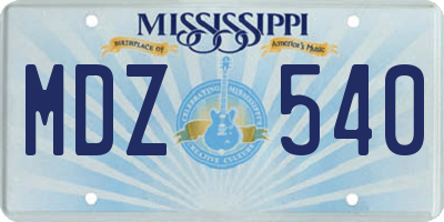 MS license plate MDZ540