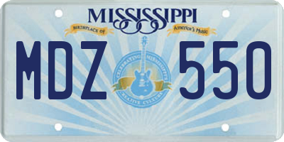 MS license plate MDZ550