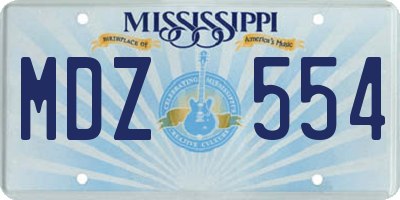 MS license plate MDZ554