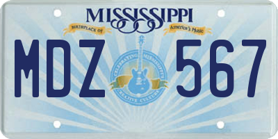 MS license plate MDZ567