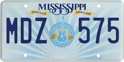 MS license plate MDZ575
