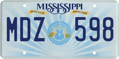 MS license plate MDZ598