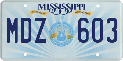 MS license plate MDZ603