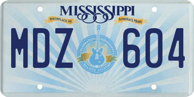 MS license plate MDZ604