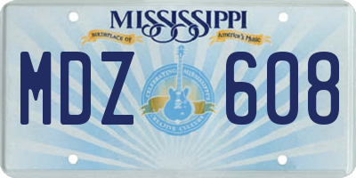 MS license plate MDZ608